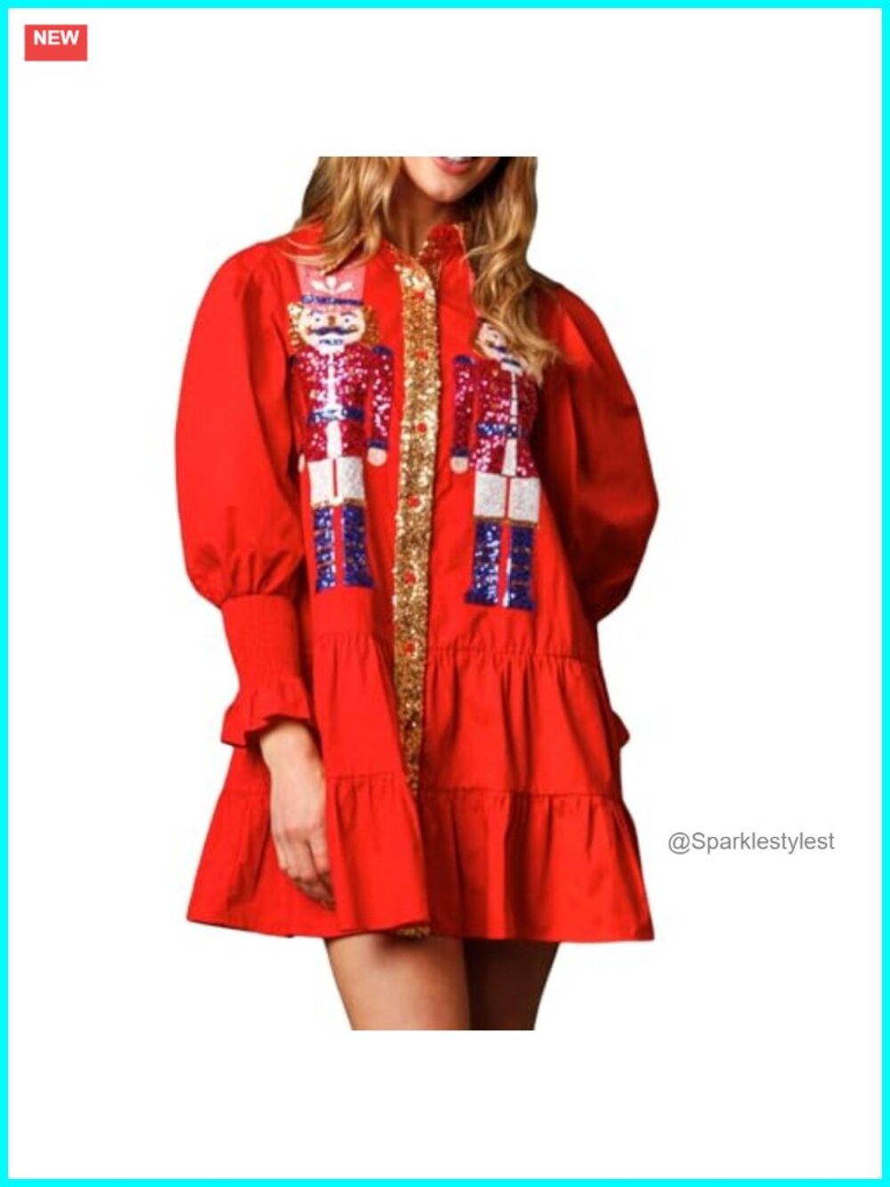 Sequin Nutcracker Mini Sweatshirt Dress Long Sleeve Christmas Party